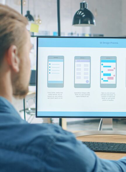 man working on a UI Design and UX process