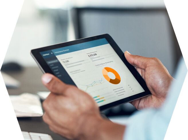 table with diagrams, as example for kpi and big data visualization